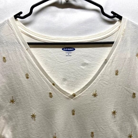 Old Navy T-Shirt Women’s XL Pineapple Palm Tree All Over Print Short Sleeve NWT - Picture 2 of 8